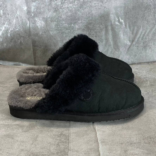 FIRESIDE By DEARFOAMS Women's Black Sydney Shearling Scuff Slip-On Slippers SZ10