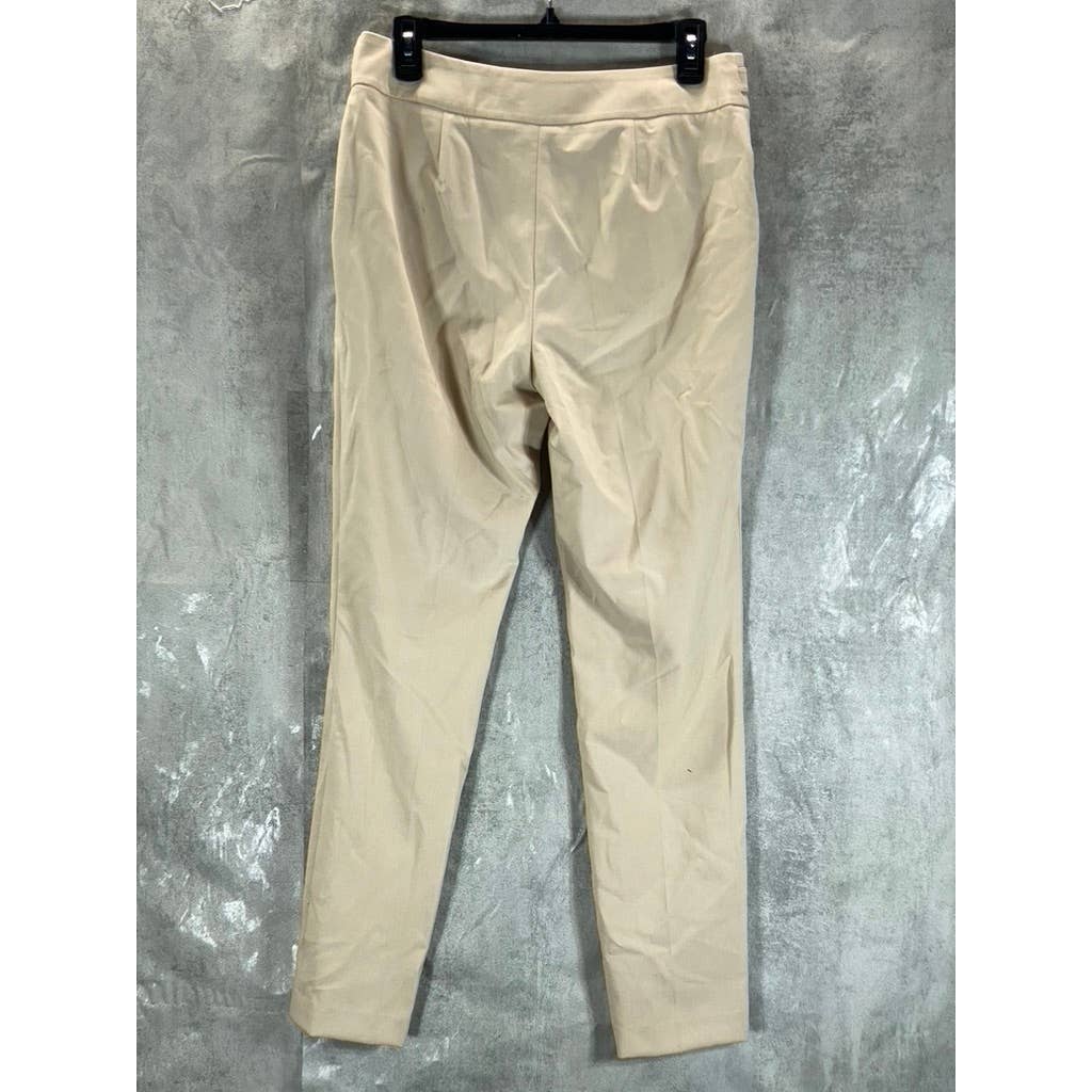 CALVIN KLEIN Women's Latte Zip-Pocket Mid-Rise Straight-Leg Pants SZ 4