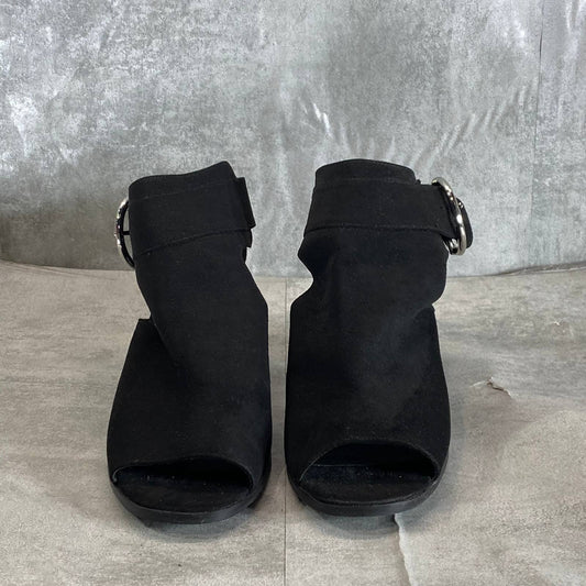 MADDEN GIRL Women's Black Darlynn City Peep-Toe Block-Heel Sandals SZ 8.5