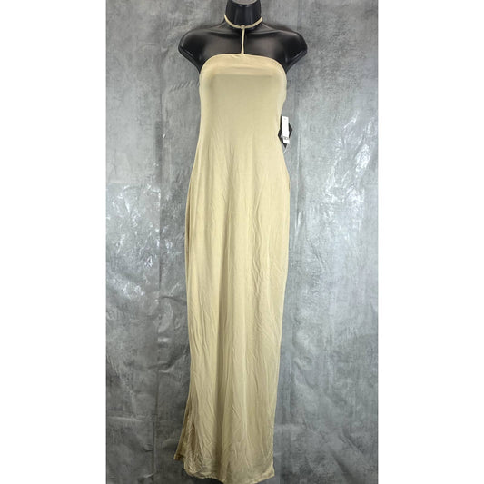 BAR III NICOLE WILLIAMS ENGLISH Women's Beige/Khaki Y-strap Halter Dress SZ S