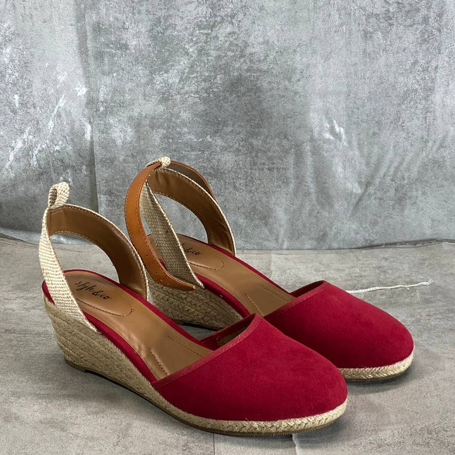 STYLE & CO Women's Red Mailena Closed-Toe Wedge Espadrille Sandals SZ 9