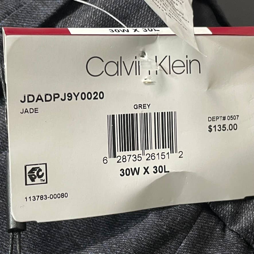 CALVIN KLEIN Men's Dark Grey Knit Slim-Fit Flat Front Suit Separate Pants SZ 30