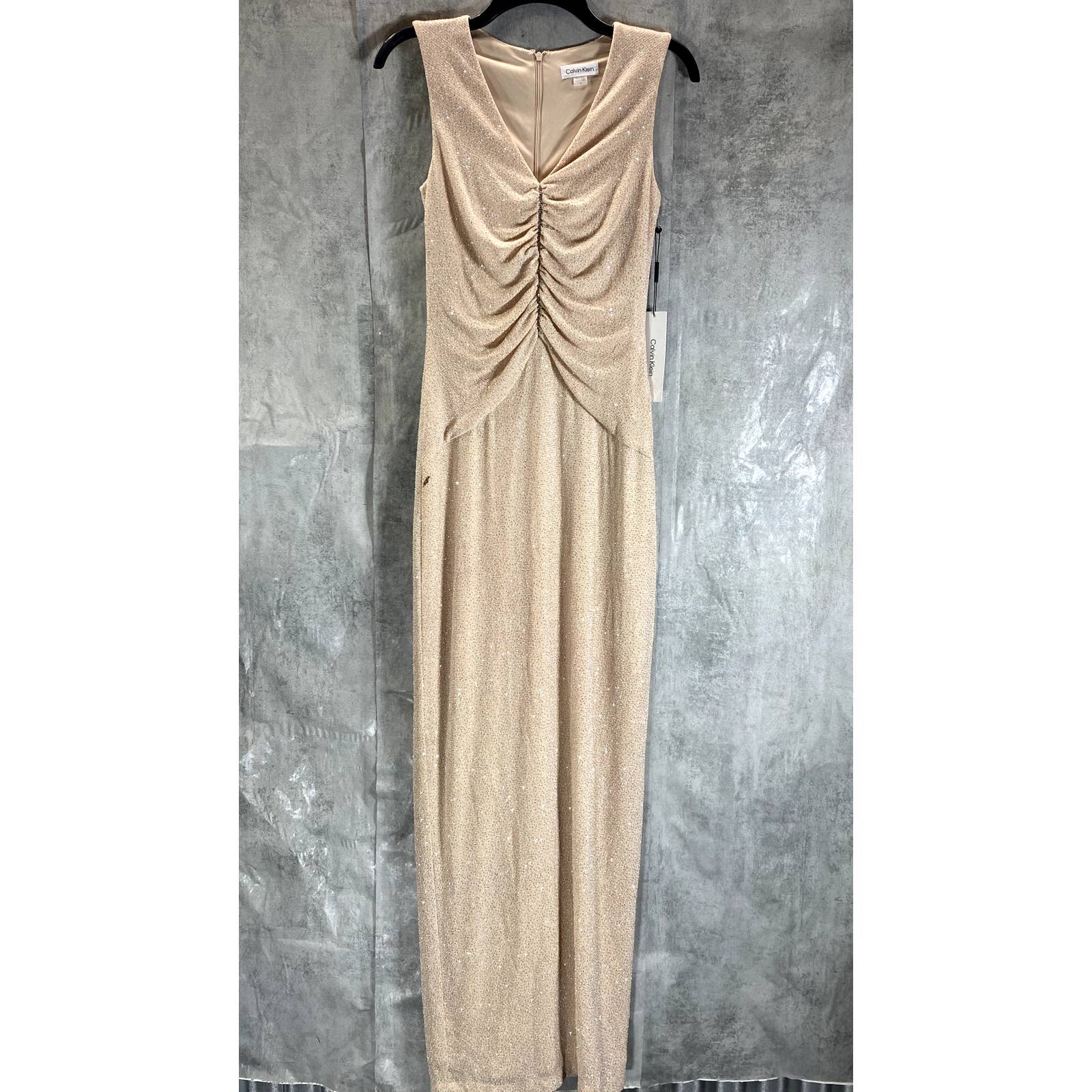 CALVIN KLEIN Women's Blossom Glitter-Knit Rhinestone Embellished Ruched Dress