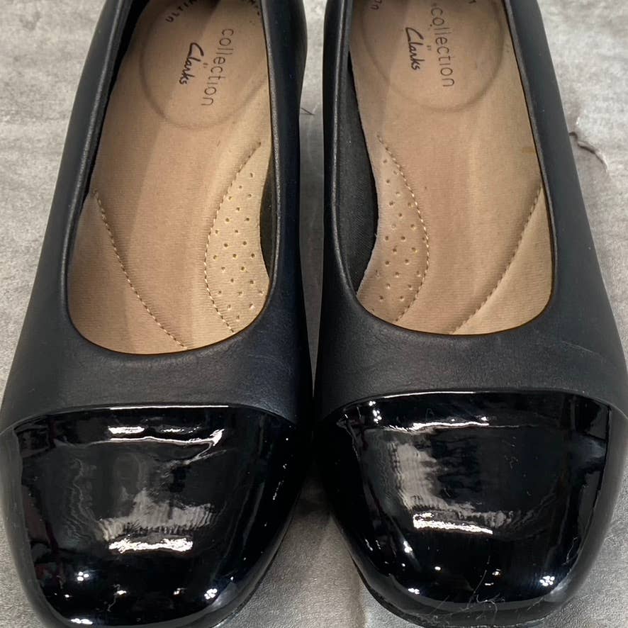 CLARKS COLLECTION Women's Black Combo Marilyn Sara Block-Heel Pumps SZ 6