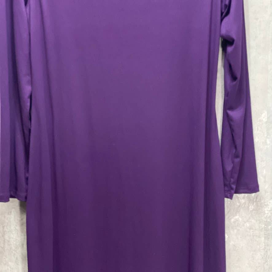 24SEVEN COMFORT APPAREL Purple Form Fitting Long Sleeve Side Slit Maxi Dress SZ XL