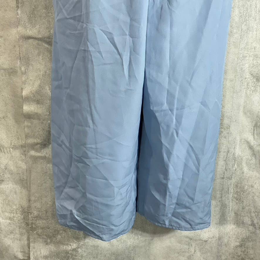 KINGSTON GREY Juniors' Chambray Sleeveless Pocketed Halter Cropped Jumpsuit SZ L