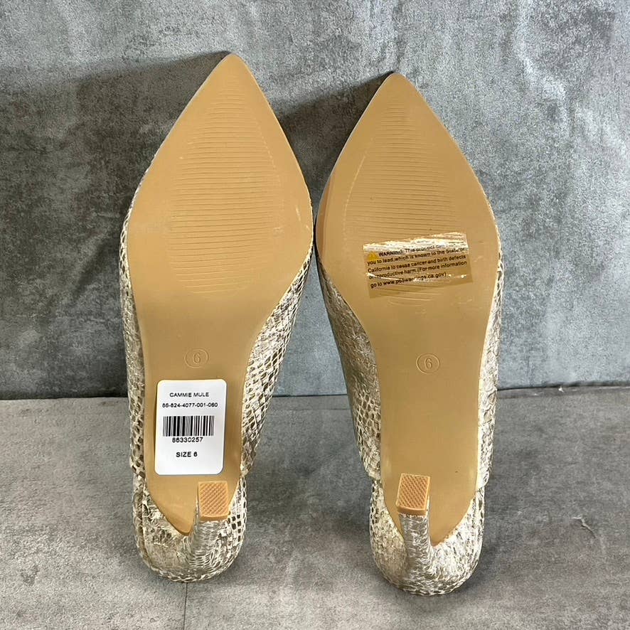 NEW YORK & COMPANY Women's Gold Snake Print Cammie Pointed-Toe Mule SZ 6