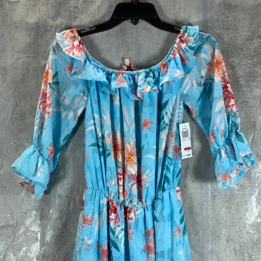 WILLOW DRIVE Women's Sky Blue Combo Off-The-Shoulder Floral-Print Maxi Dress