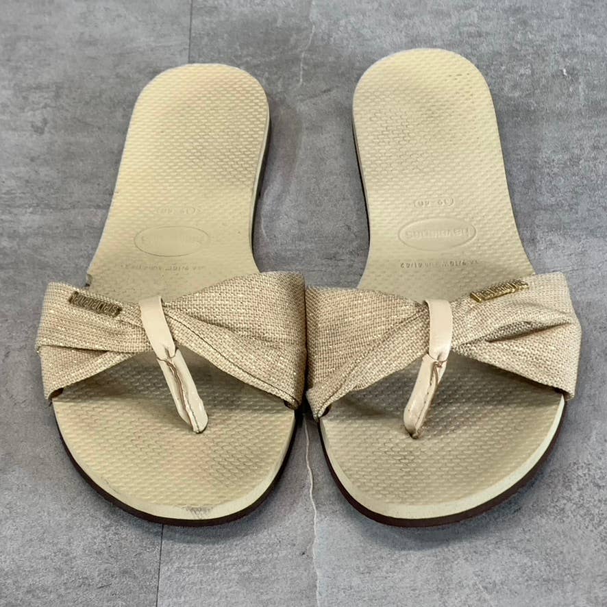 HAVAIANAS Women's Beige You St. Tropez Shine Thong Sandals SZ 9-10