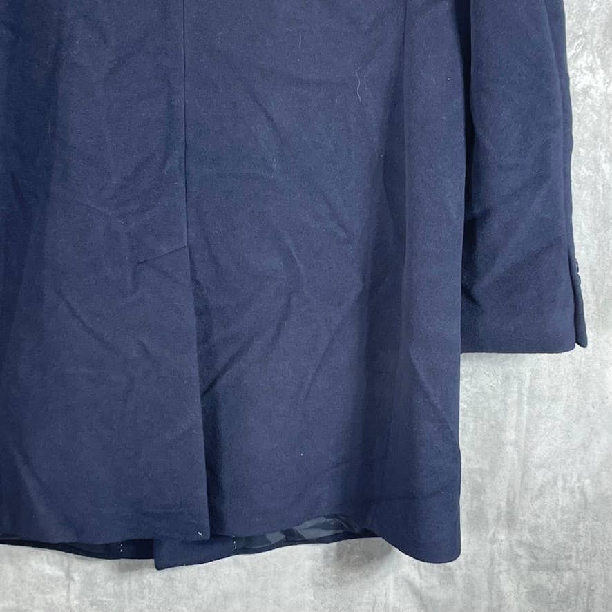 TOMMY HILFIGER Men's Navy Solid Addison Wool-Blend Trim-Fit Overcoat SZ 46R
