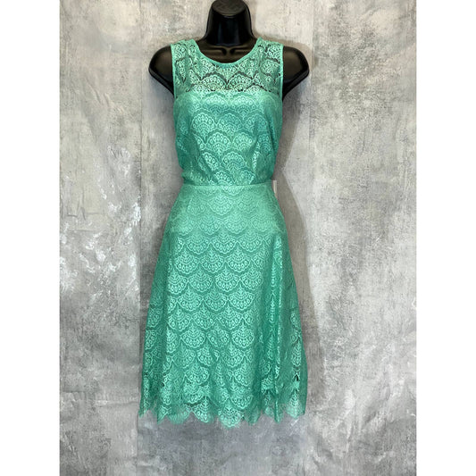 KENSIE Women's Turquoise Lace Sleeveless Keyhole Fit & Flare Mini Dress SZ 14