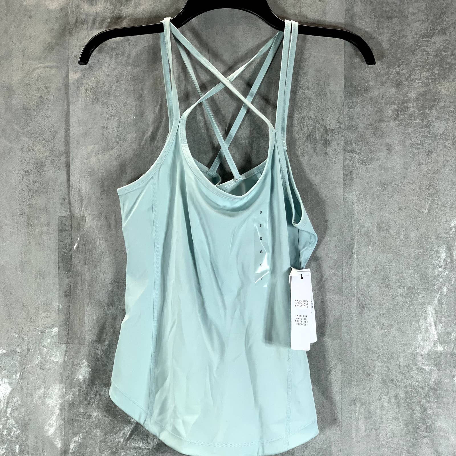 GUESS Women's Skyline Light Blue Avril Scoop-Neck Criss-Cross Tank Top SZ S