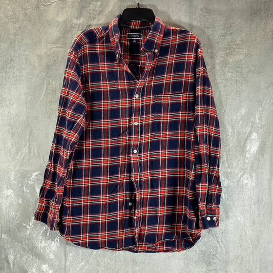 CLUB ROOM Men's Red Blue Combo Regular-Fit Plaid Flannel Button-Up Shirt SZ XL