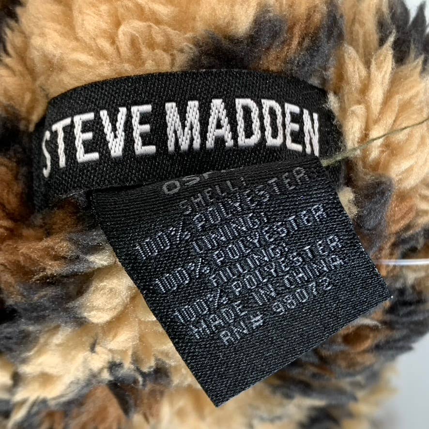 STEVE MADDEN Women's Green/Animal-Print Fleece Pocket Puffer Scarf SZ OS