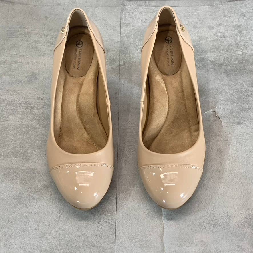 GIANI BERNINI Women's Nude Smooth Laynne Round Cap-Toe Block-Heel Pumps SZ 6