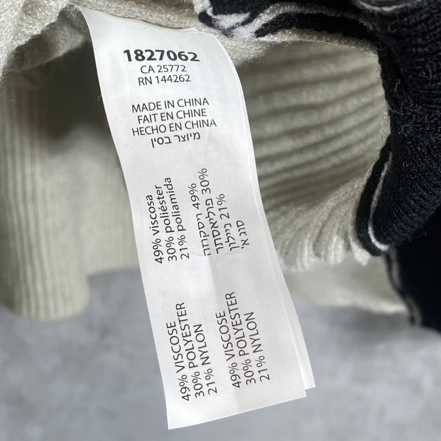 BLACK TAPE Women's Oatmeal Heather/Black Ribbed Hooded Drawstring Sweater SZ M