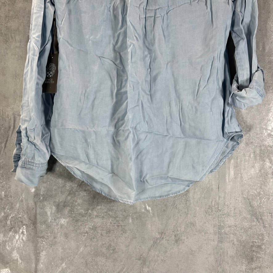 VINCE CAMUTO Women's Arctic Surf Denim Tab-Sleeve Button-Down Top SZ XS
