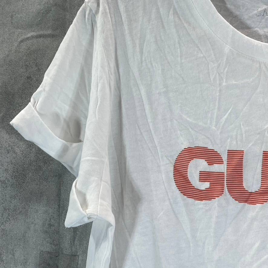 GUESS Women's Pure White Crewneck Logo Short Sleeve T-Shirt SZ M