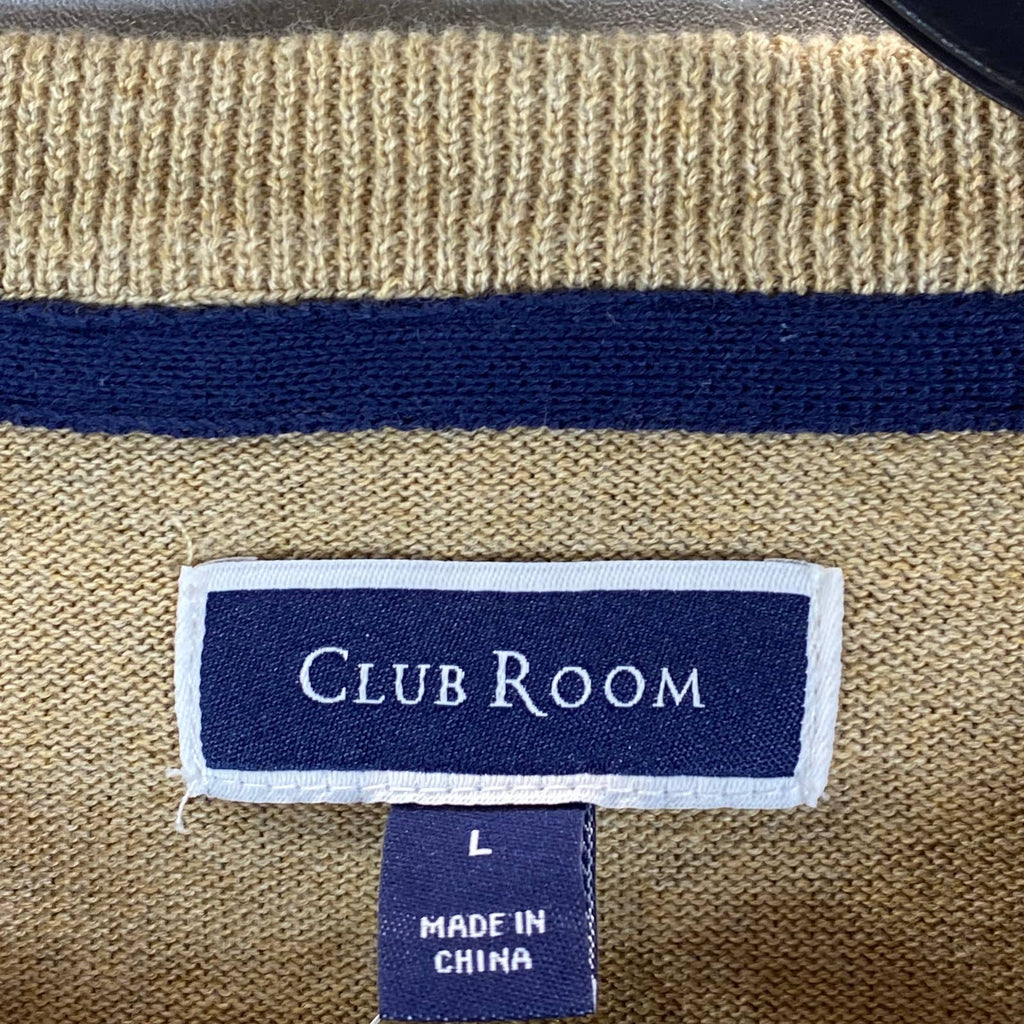 CLUB ROOM Men's Cracked Walnut Colorblock Stripe Crewneck Sweater SZ L