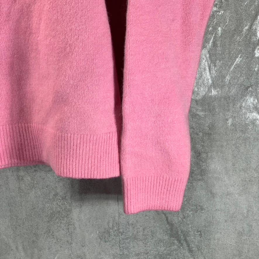 INC INTERNATIONAL Women's Pink Ruffle Shoulder Pullover Crewneck Sweater SZ L
