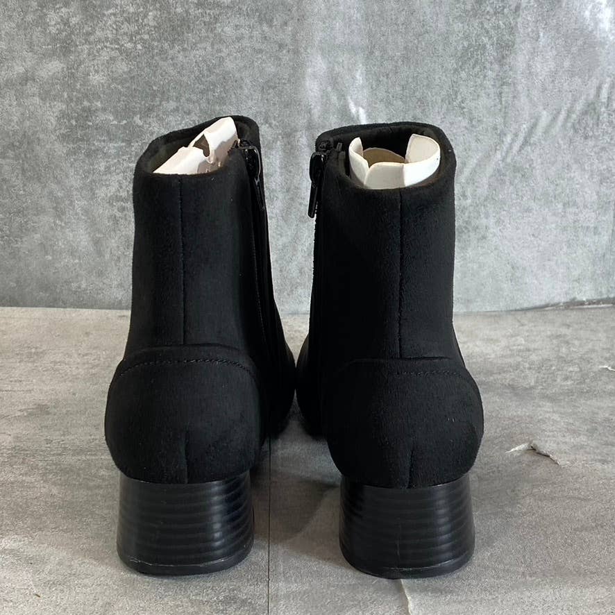 CLARKS COLLECTION Women's Black Suede Marilyn Side-Zip Block-Heel Boots SZ 6.5