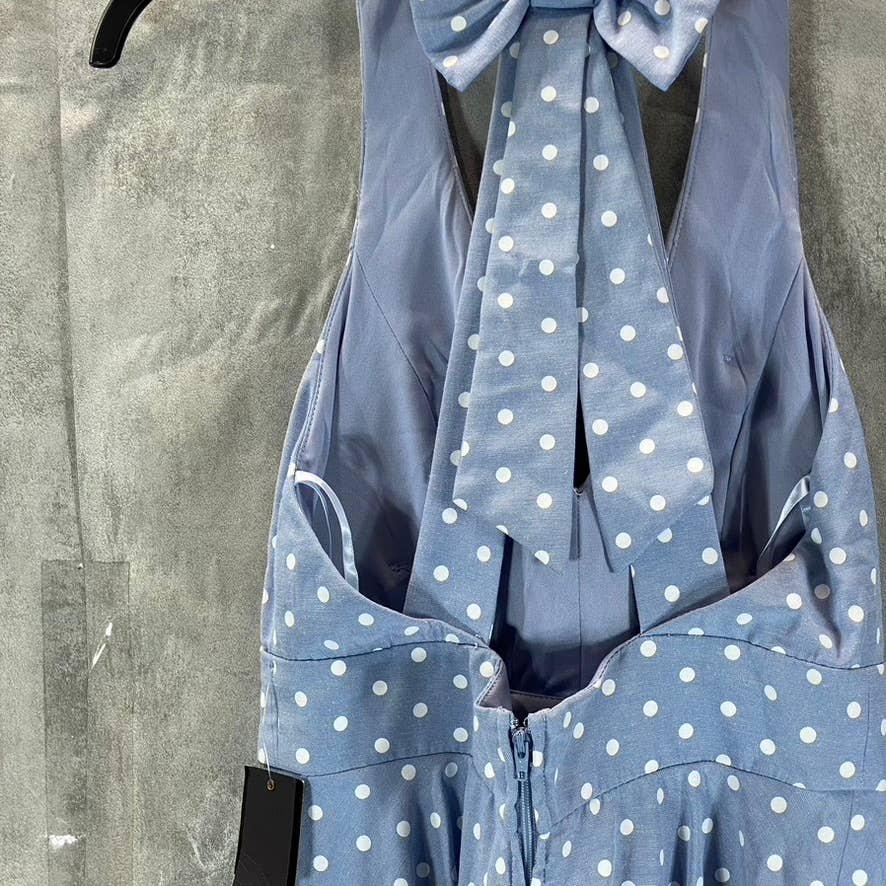 CITY STUDIO Juniors' Women's Day Blue Dotted Bow-Back Fit & Flare Mini Dress SZ5