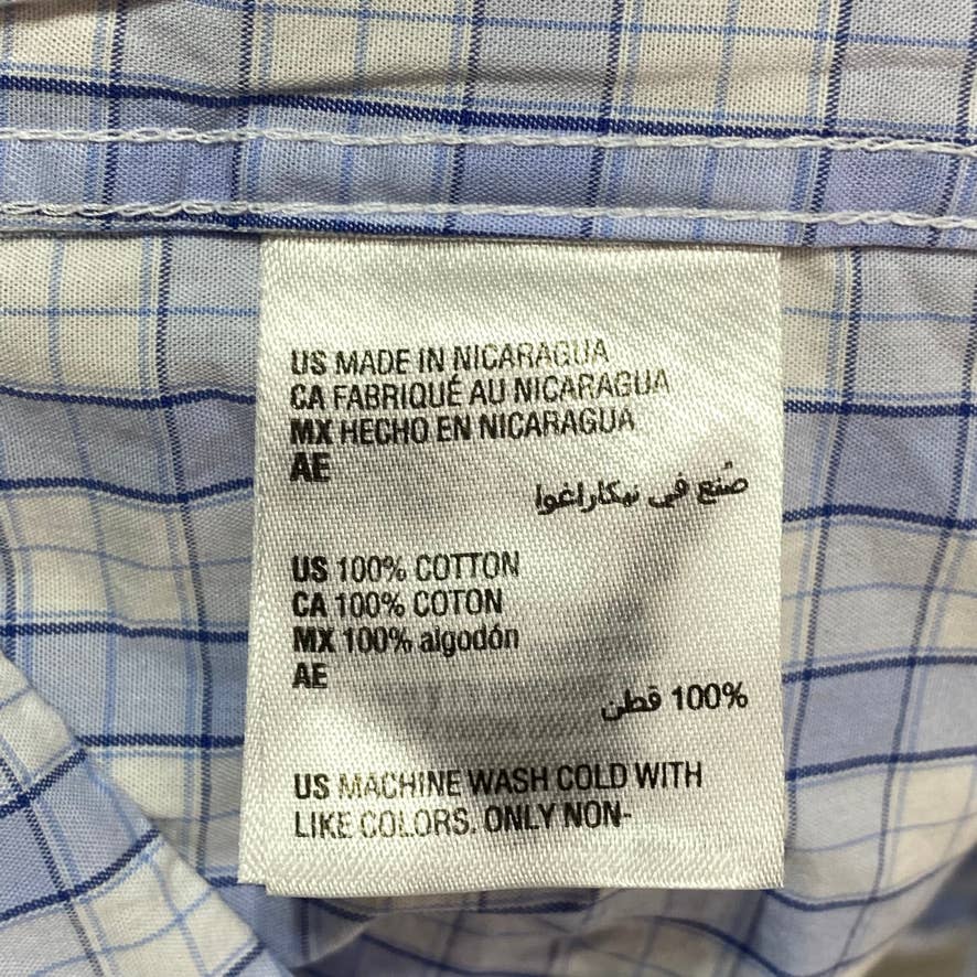 CLUB ROOM Light Blue Regular-Fit Stretch Gingham Check Dress Shirt SZ 16 32/33