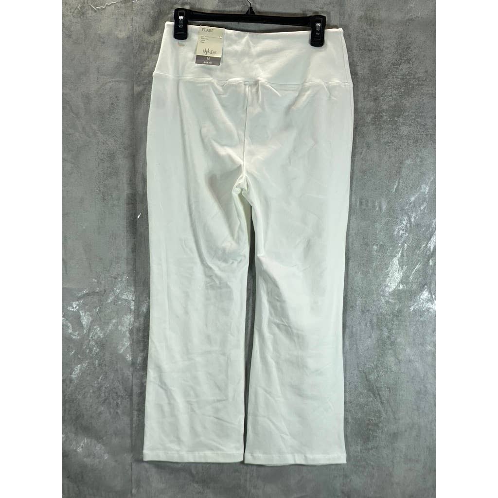 STYLE & CO Women's Bright White High-Rise Flare Cropped Pull-On Leggings SZ M