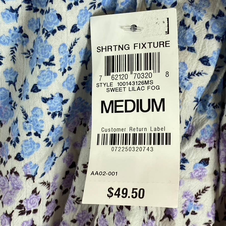 STYLE & CO Women's Sweet Lilac Fog Printed Long-Sleeve Button-Up Popover Top SZM