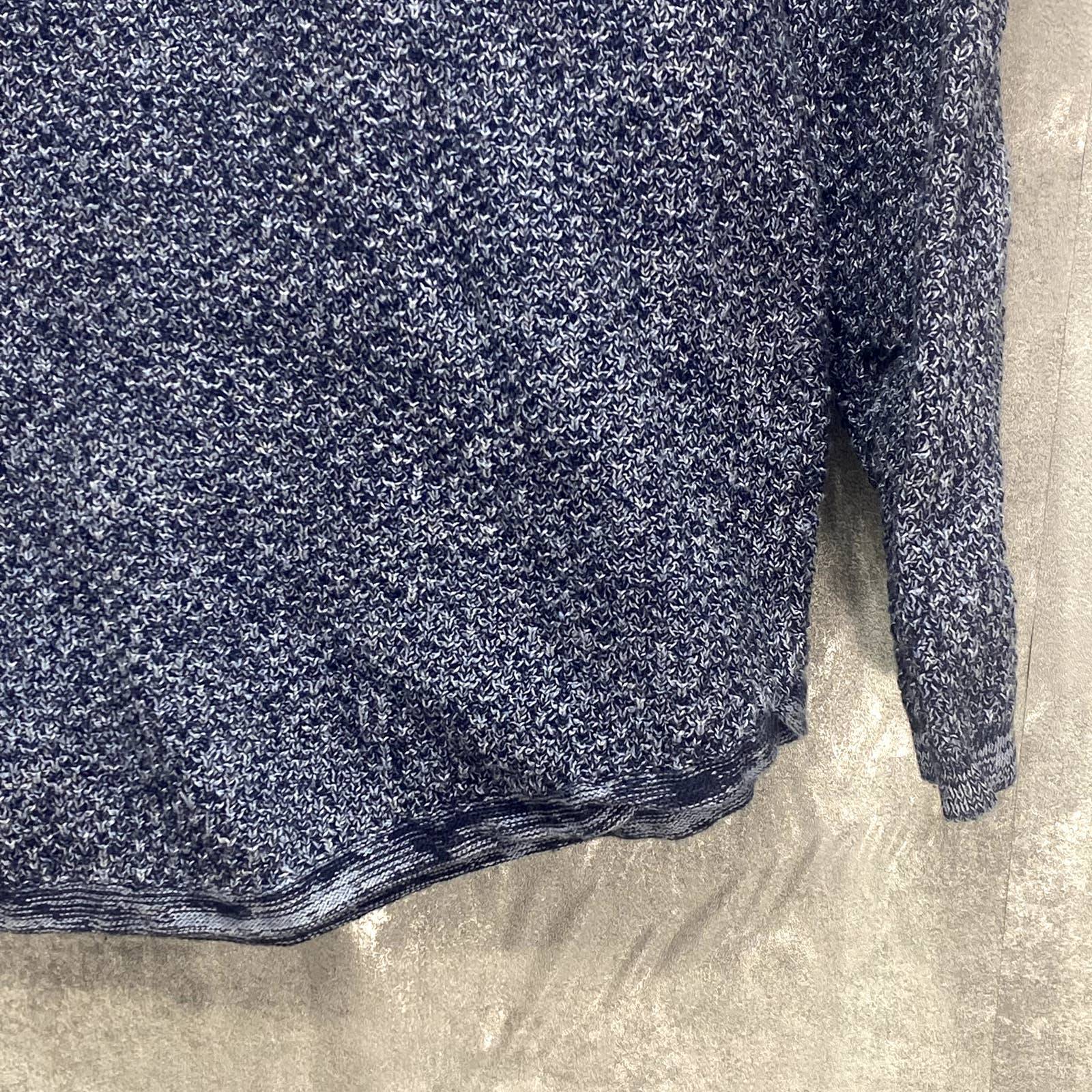 KAREN SCOTT Blue Marisa Cotton Colorblock Textured Curve-Hem Pullover Sweater SZ S