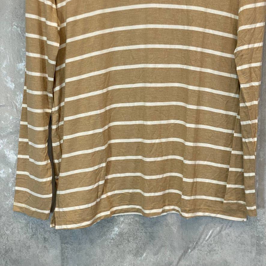 A PEA IN THE POD Women's Maternity Tan Striped Turtleneck Long Sleeve Top SZ M