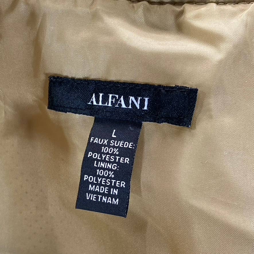 ALFANI Men's Pale Khaki Perforated Regular-Fit Full-Zip Bomber Jacket SZ L