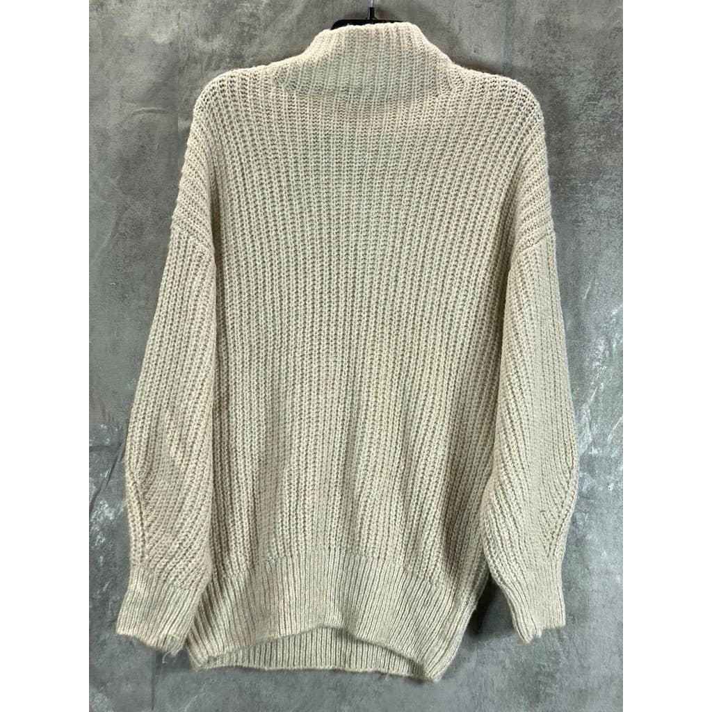 ALFANI Women's Beige Metallic Knit Mock-Neck Long-Sleeve Pullover Sweater SZ XL