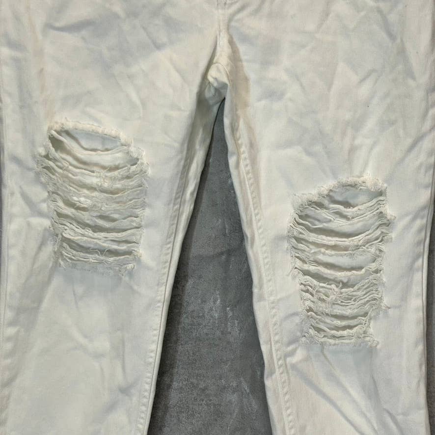 AFRM Women's White Luisa Distressed High-Rise Ankle Crop Skinny Denim Jeans SZ31