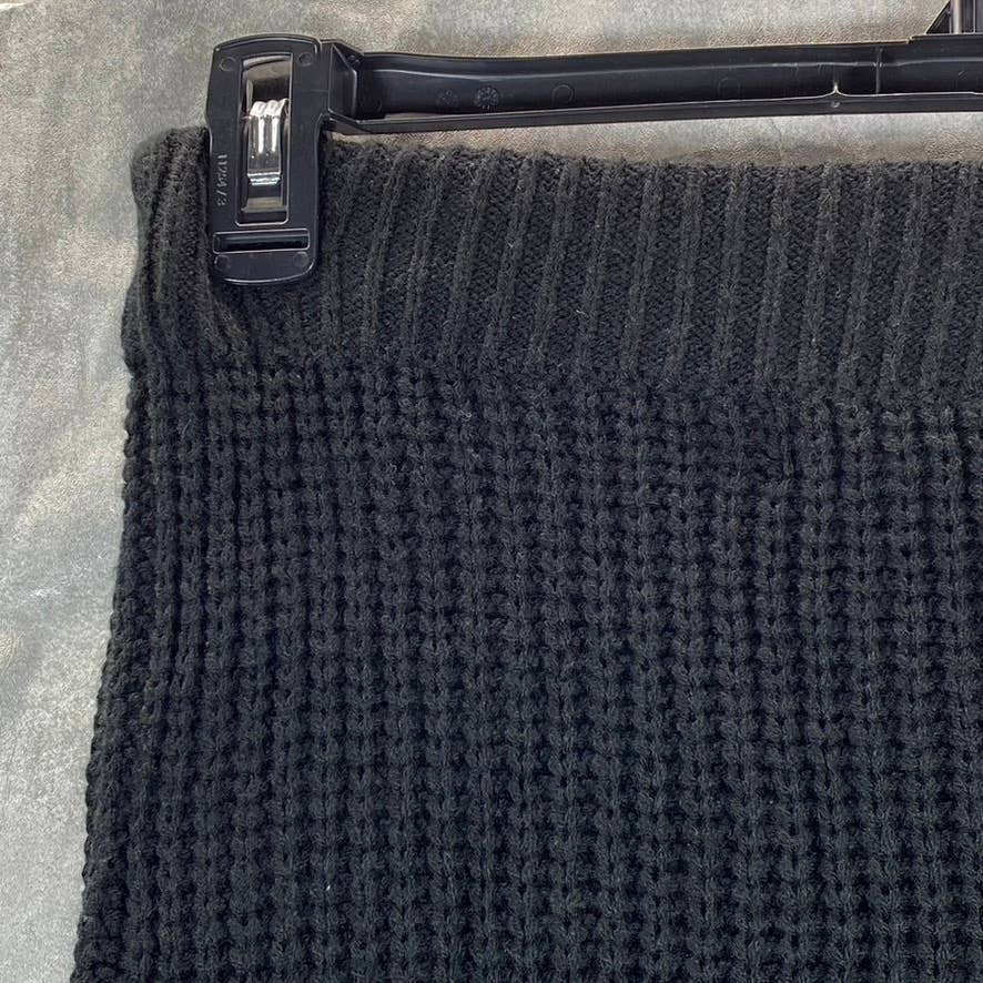 ALMOST FAMOUS Juniors' Solid Black Knit Knee-Length Bodycon Skirt SZ L