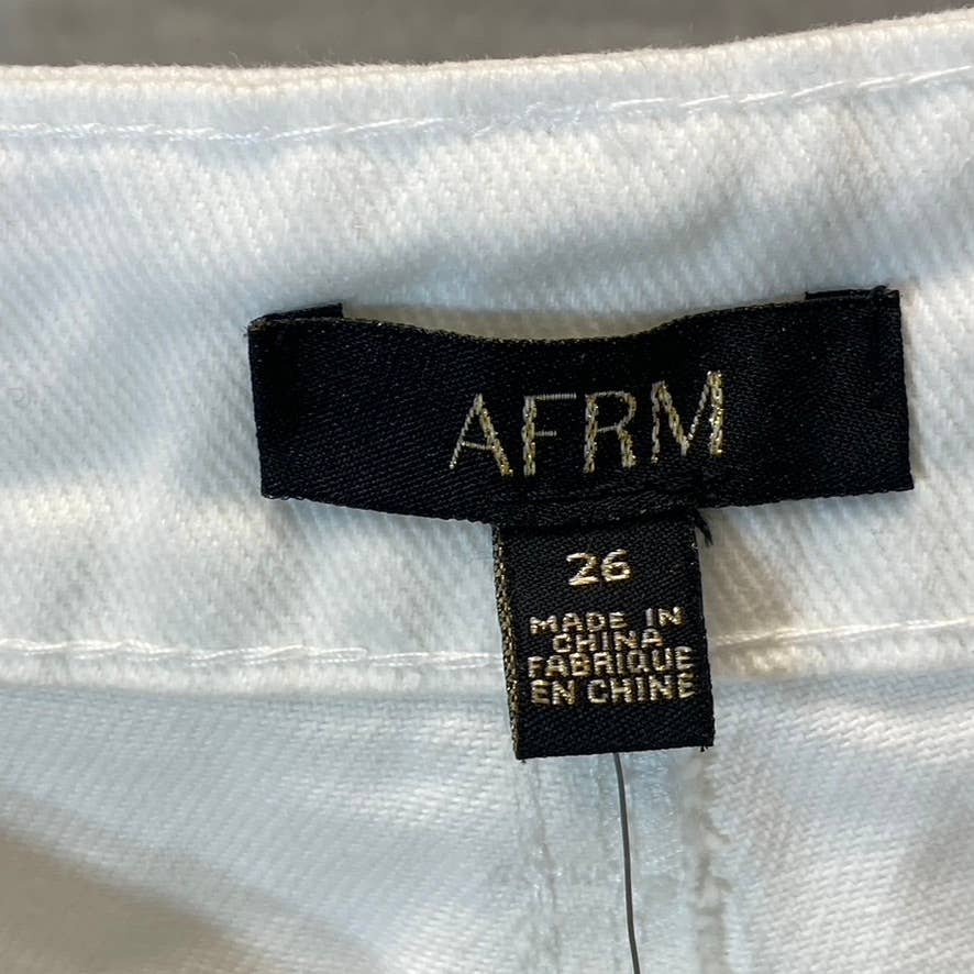 AFRM Women's White Luisa Distressed High-Rise Ankle Crop Skinny Denim Jeans SZ26