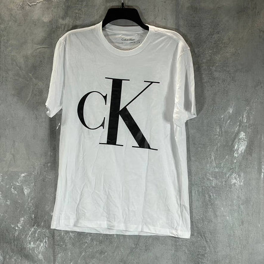 CALVIN KLEIN Men's Brilliant White Monogram Logo Graphic Crewneck T-Shirt SZ M
