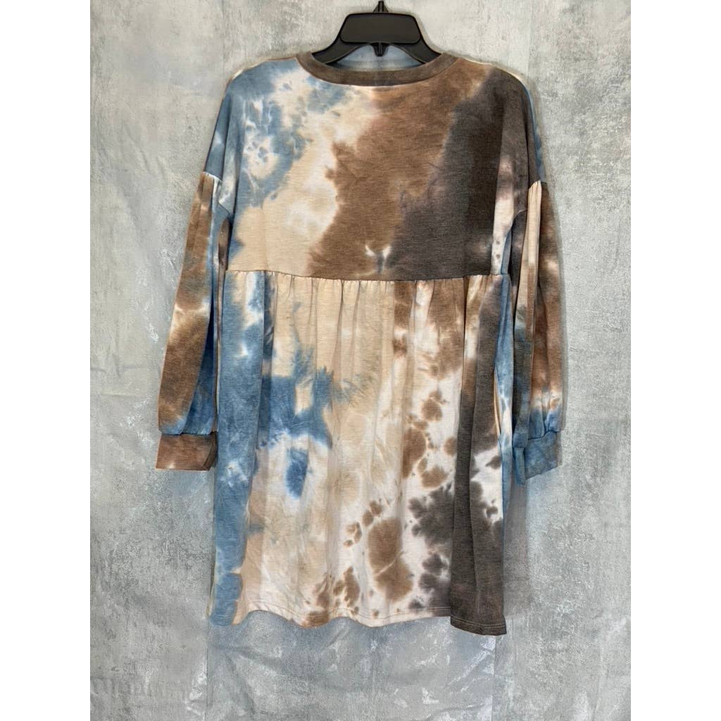 VELVET TORCH Women's Coco Tie-Dye V-Neck Long Sleeve A-Line Mini Dress SZ XS