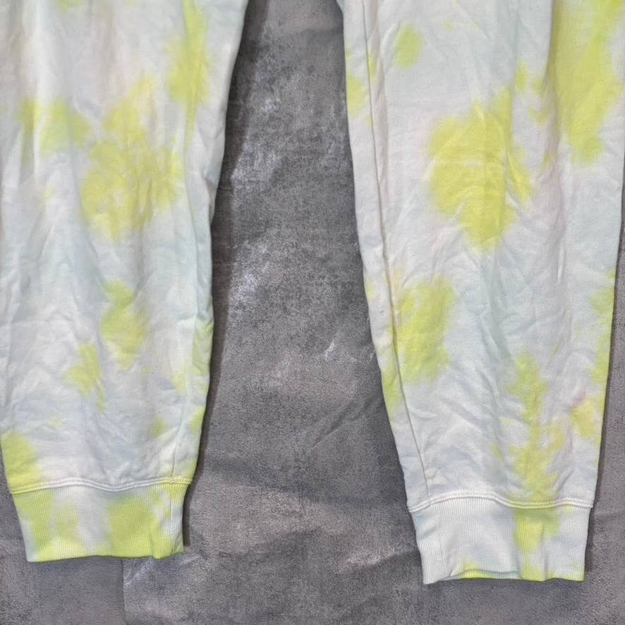 CALVIN KLEIN Women's Yellow Sunburst Tie-Dye Pull-On Drawstring Jogger Pants SZ L