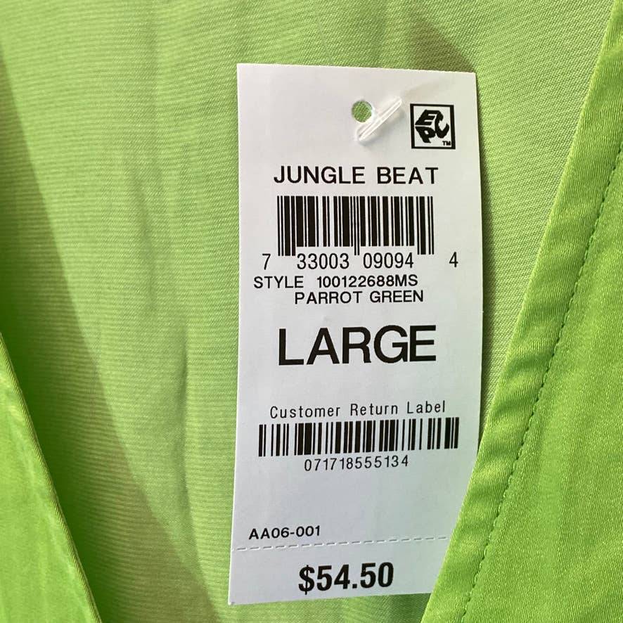 JM COLLECTION Women's Parrot Green Surplice-Neck Tie-Cuff Smocked-Hem Blouse SZ L