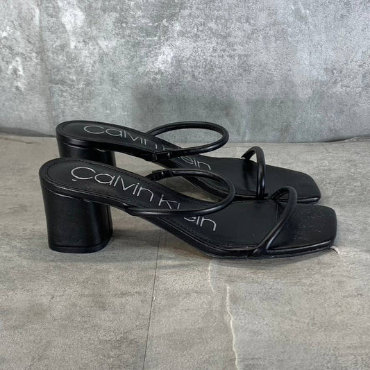 CALVIN KLEIN Women's Black Beccy Square-Toe Slip-On Sandals SZ 6