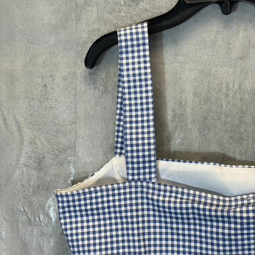 LULUS Women's Blue Gingham Follow The Sun Lightweight Sleeveless Crop Top SZ XL