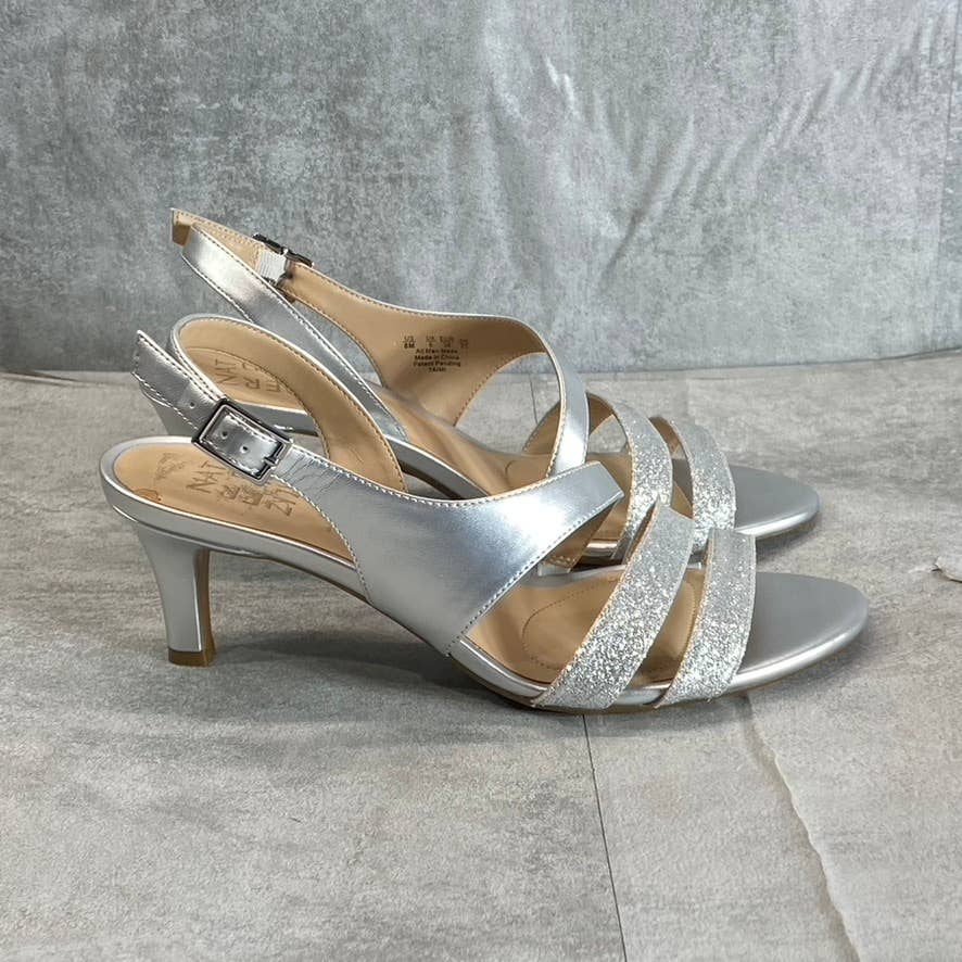 NATURALIZER Women's Silver Taimi Round Open-Toe Slingback Dress Sandals SZ 8