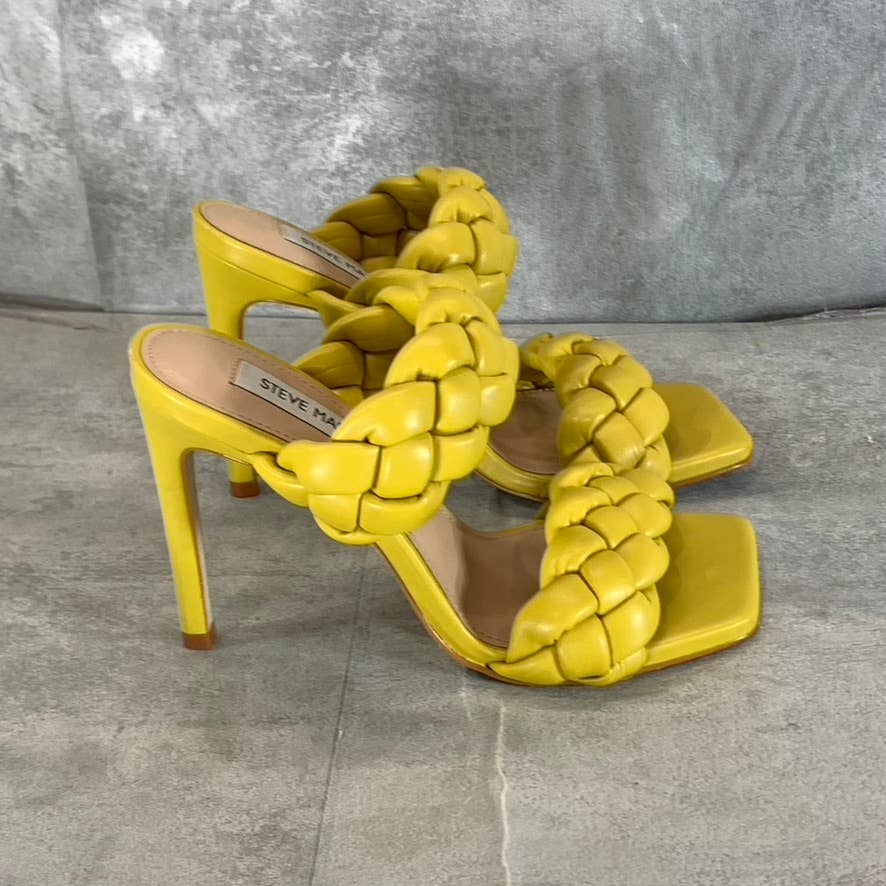 STEVE MADDEN Women's Citron Kenley Braided Square-Toe Stiletto Sandals SZ 6.5