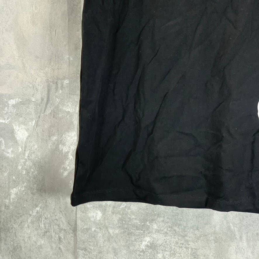 CALVIN KLEIN Women's Black Signature Logo Crewneck Short-Sleeve Tee SZ M