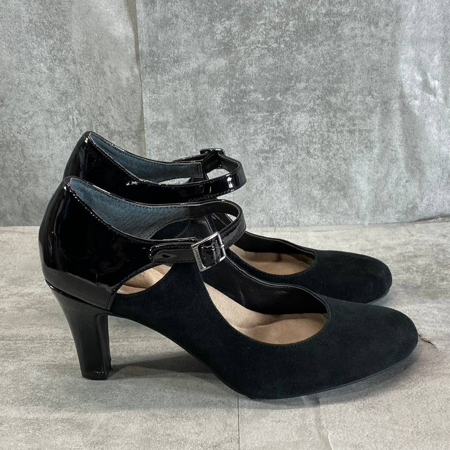 GIANI BERNINI Women's Black Suede Velmah Memory Foam Mary Jane Pumps SZ 8