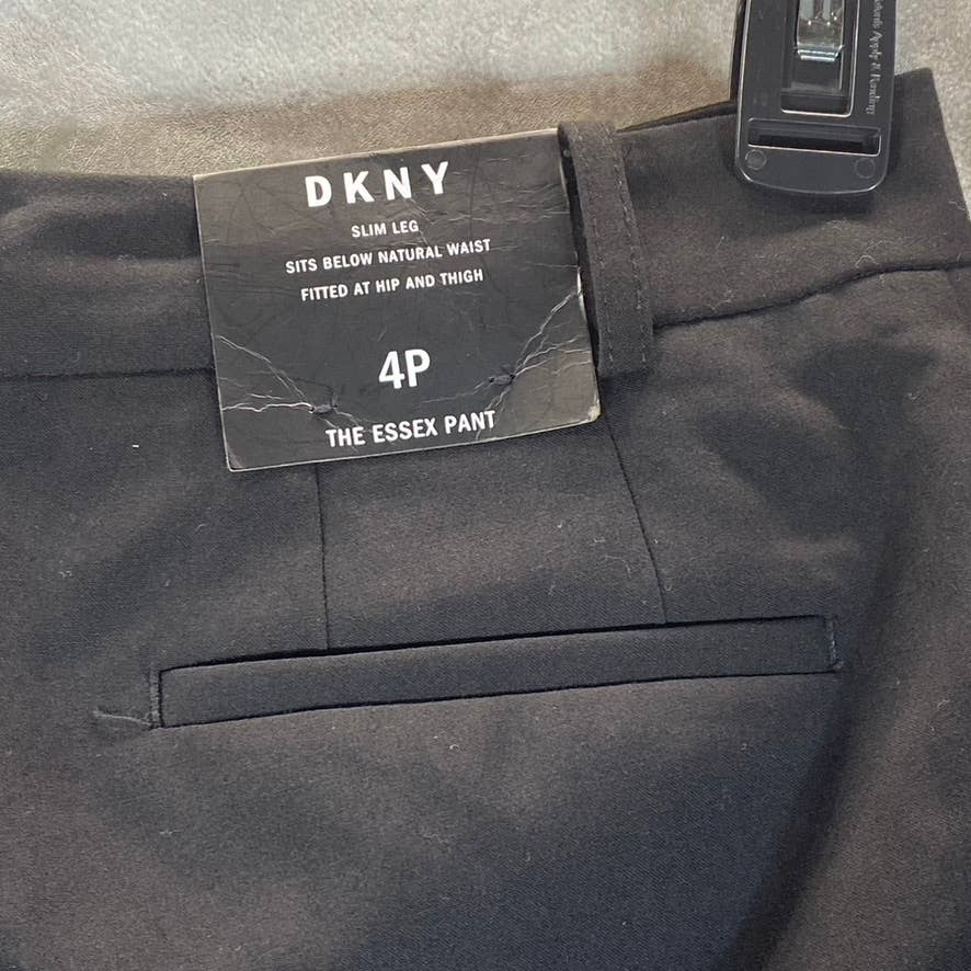 DKNY Women's Petite Black Solid Mid-Rise Essex Skinny-Leg Dress Pants SZ 4P