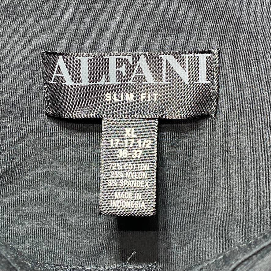 ALFANI Solid Black Slim Fit 2-Way Stretch Performance Long Sleeve Dress Shirt  SZ XL