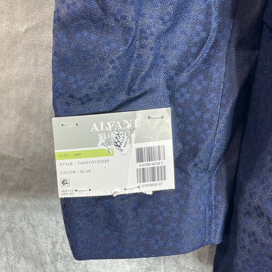 ALFANI Men's Blue Geometric Slim-Fit Stretch Two-Button Sport Coat SZ 38R