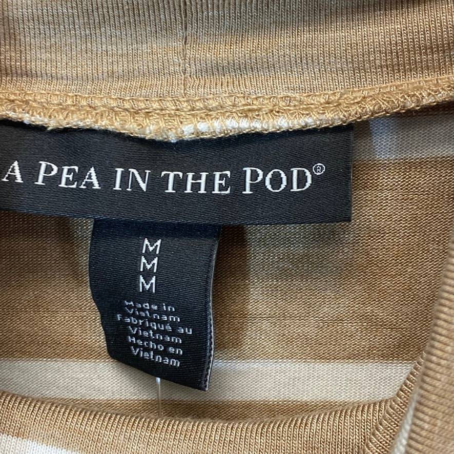 A PEA IN THE POD Women's Maternity Tan Striped Turtleneck Long Sleeve Top SZ M